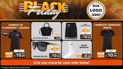 Modelo de TV para TV Horizontal com o tema Black Friday para Roupas e acessórios