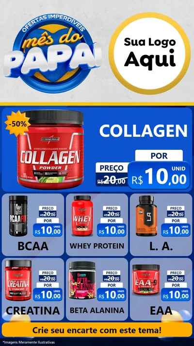 Modelo de Rede Social para Stories com o tema Ofertas Imperdíveis Mês Do Papai para Suplementos alimentares