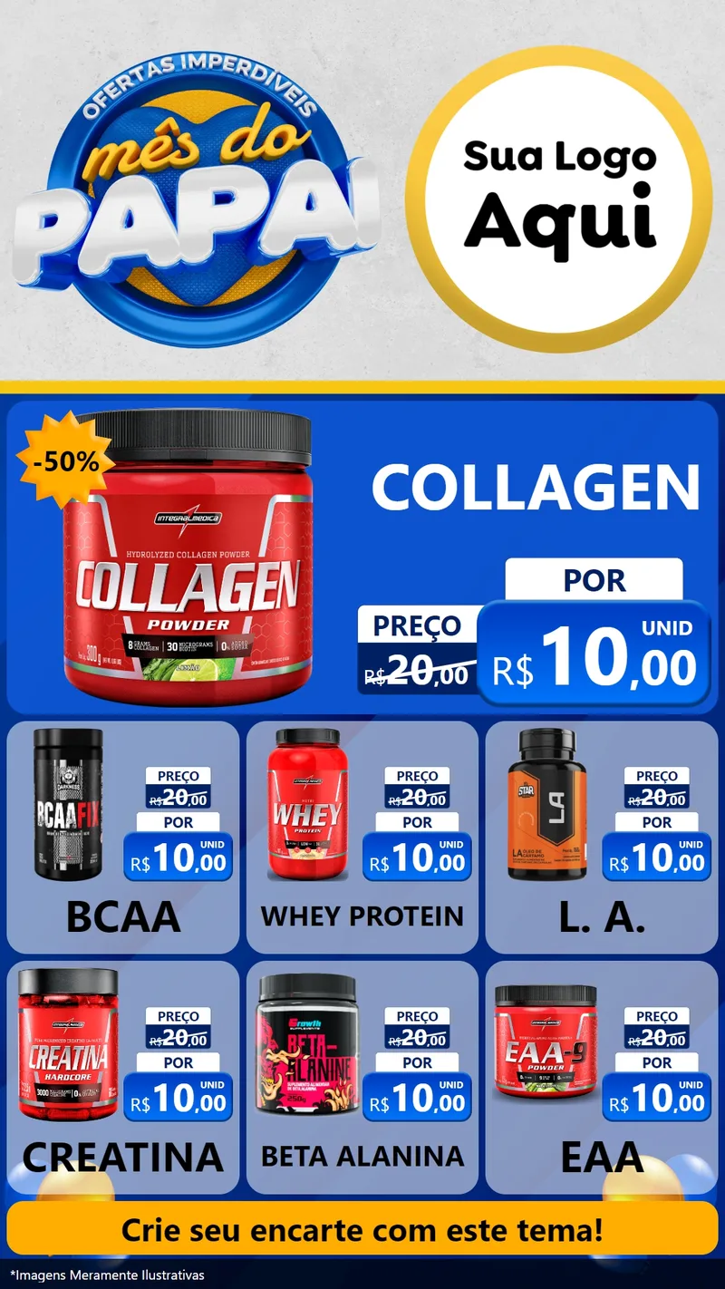 Modelo de Rede Social para Stories com o tema Ofertas Imperdíveis Mês Do Papai para Suplementos alimentares