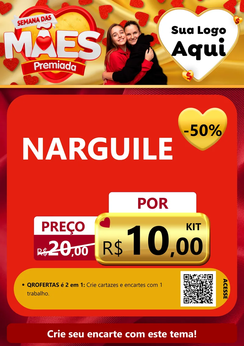 Modelo de Cartaz para Cartaz A4 Vertical com o tema Semana das Mães Premiada para Tabacaria