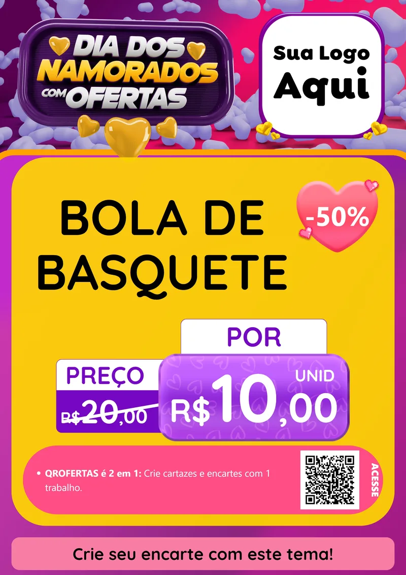 Modelo de Cartaz para Cartaz A4 Vertical com o tema Dia Dos Namorados Com Ofertas para Artigos Esportivos
