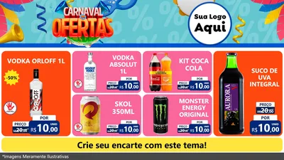 Modelo de TV para TV Horizontal com o tema Carnaval de Ofertas para Distribuidora de bebidas