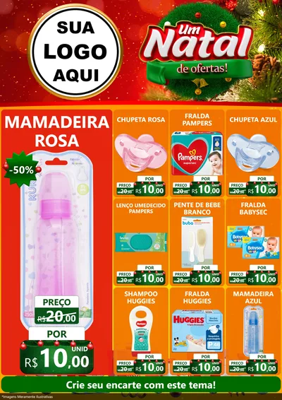 Modelo de Encarte para Encarte A4 Vertical com o tema Um Natal de Ofertas para Bebês