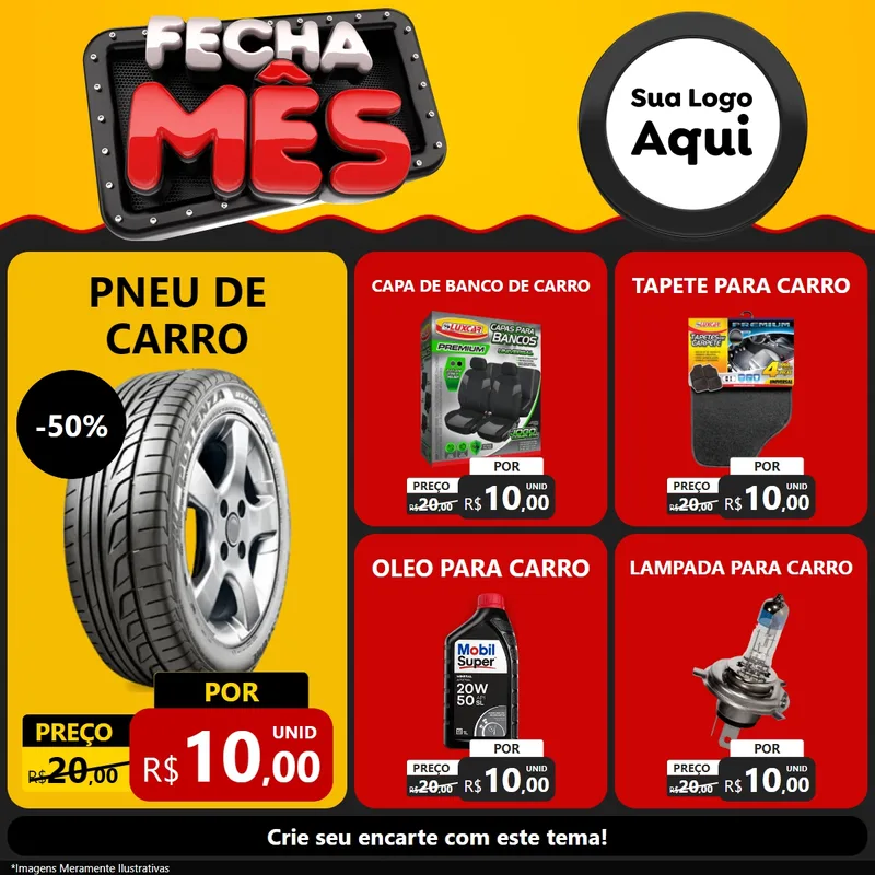 Modelo de Rede Social para Feed Facebook com o tema Fecha Mês para Auto peças