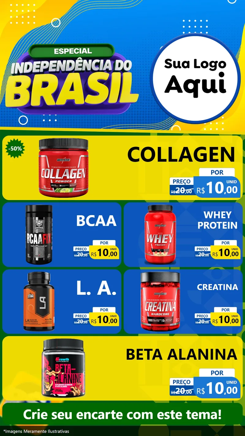 Modelo de TV para TV Vertical com o tema Especial Independência do Brasil para Suplementos alimentares