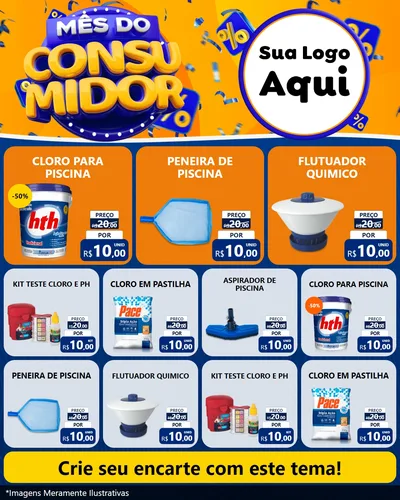 Modelo de Rede Social para Feed Instagram com o tema Mês do Consumidor para Produtos para Piscina