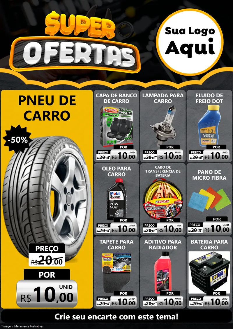 Modelo de Encarte para Encarte A4 Vertical com o tema Super Ofertas - Autopeças para Auto peças