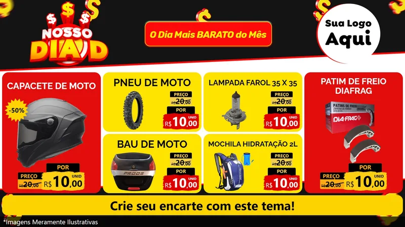 Modelo de TV para TV Horizontal com o tema Nosso Dia D para Moto peças