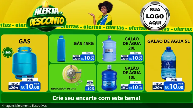 Modelo de TV para TV Horizontal com o tema Alerta de Desconto para Água e gás