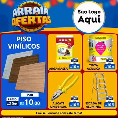 Modelo de Rede Social para Feed Facebook com o tema Arraiá de Ofertas - Junina para Material para Construção