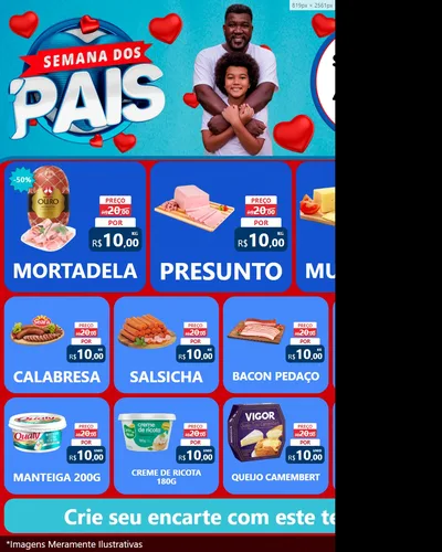 Modelo de Rede Social para Feed Instagram com o tema Semana Dos Pais para Frios e Laticínios