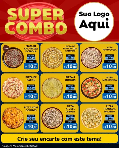 Modelo de Rede Social para Feed Instagram com o tema Super Combo para Pizzaria