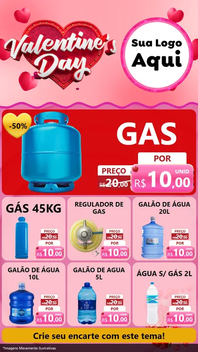 Modelo de Rede Social para Stories com o tema Valentine's Day para Água e gás