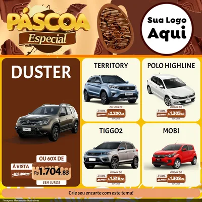 Modelo de Rede Social para Feed Facebook com o tema Páscoa Especial para Concessionaria de Carros