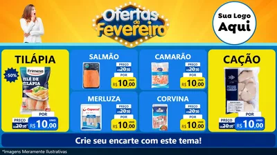 Modelo de TV para TV Horizontal com o tema Ofertas de Fevereiro para Peixaria