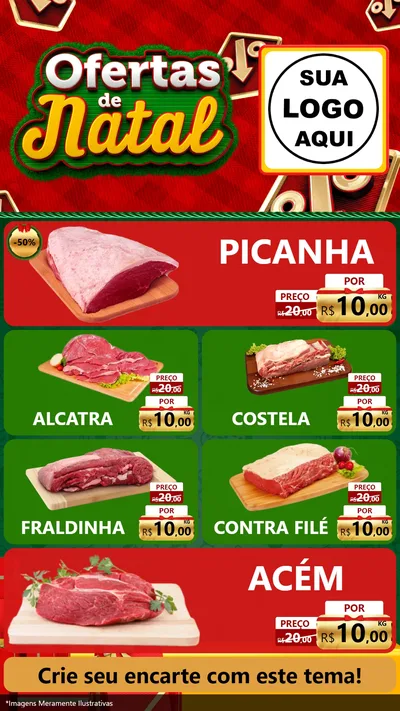 Modelo de TV para TV Vertical com o tema Ofertas de Natal para Açougue