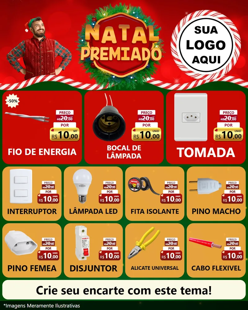 Modelo de Rede Social para Feed Instagram com o tema Natal Premiado para Materiais Elétricos