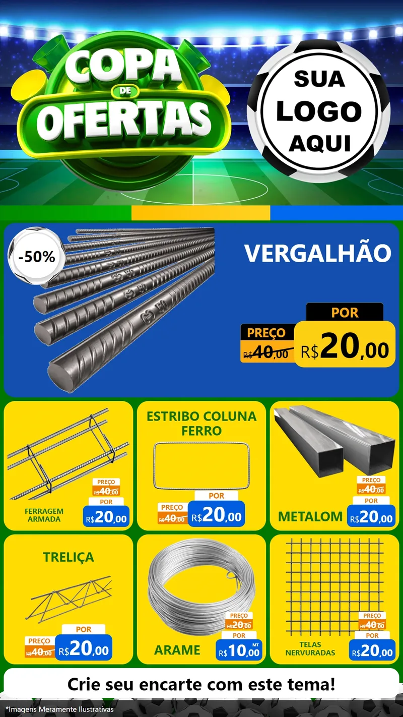 Modelo de Rede Social para Stories com o tema Copa de Ofertas para Ferragens