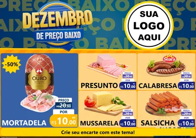 Modelo de Encarte para Encarte A4 Horizontal com o tema Dezembro de Preço Baixo para Frios e Laticínios
