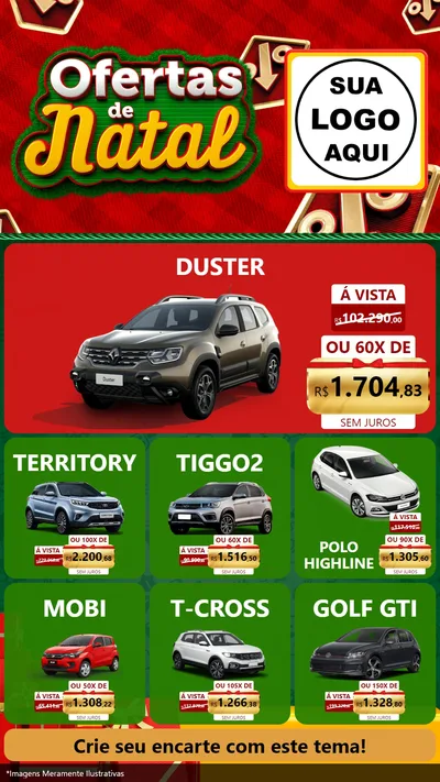 Modelo de Rede Social para Stories com o tema Ofertas de Natal para Concessionaria de Carros