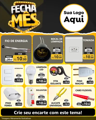 Modelo de Rede Social para Feed Instagram com o tema Fecha Mês para Materiais Elétricos