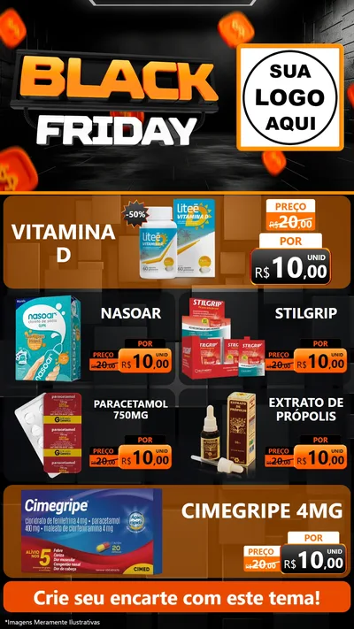 Modelo de TV para TV Vertical com o tema Black Friday para Farmácia