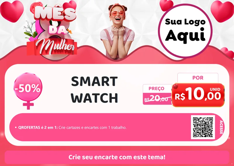 Modelo de Cartaz para Cartaz A4 Horizontal com o tema Mês da Mulher para Informática