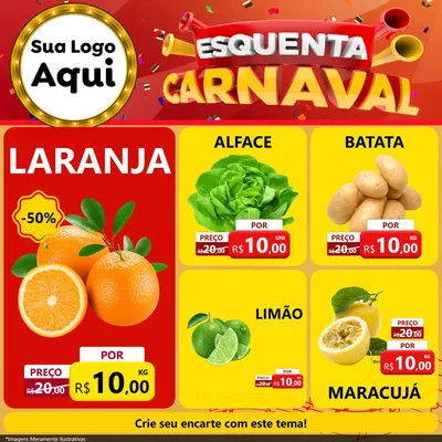 Modelo de Rede Social para Feed Facebook com o tema Esquenta Carnaval para Hortifrúti