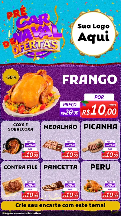 Modelo de Rede Social para Stories com o tema Pré Carnaval de Ofertas para Assados
