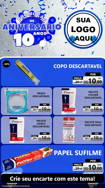 Modelo de TV para TV Vertical com o tema Promoção de Aniversário - 10 Anos para Embalagens