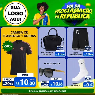 Modelo de Rede Social para Feed Facebook com o tema Dia Da Proclamação Da República para Roupas e acessórios