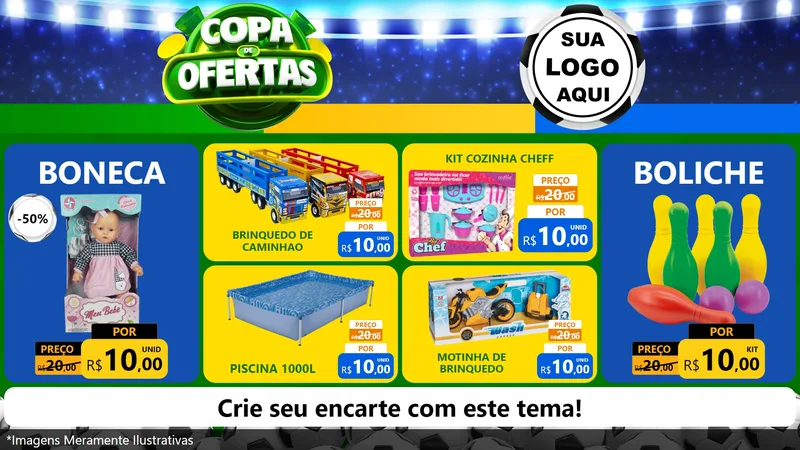 Modelo de TV para TV Horizontal com o tema Copa de Ofertas para Brinquedos