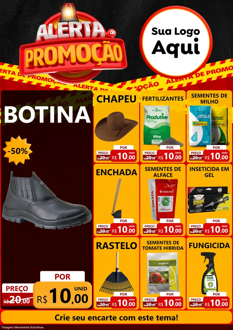 Modelo de Encarte para Encarte A4 Vertical com o tema Alerta de Promoção para Agropecuária