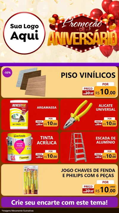 Modelo de TV para TV Vertical com o tema Promoção de Aniversário para Material para Construção