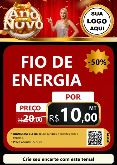 Modelo de Cartaz para Cartaz A4 Vertical com o tema Super Ano Novo para Materiais Elétricos
