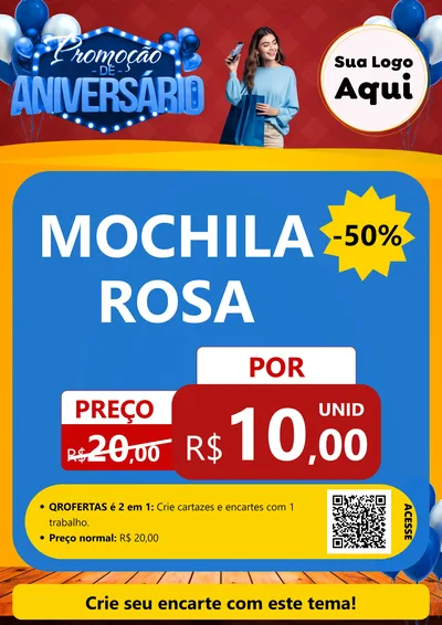 Modelo de Cartaz para Cartaz A4 Vertical com o tema Promoção de Aniversário para Papelaria