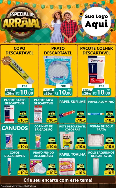 Modelo de Encarte para Encarte Grande com o tema Especial De Arraial para Embalagens