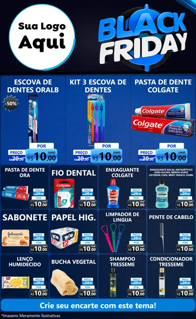 Modelo de Encarte para Encarte Grande com o tema Black Friday para Higiene Pessoal