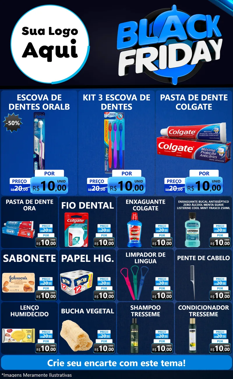 Modelo de Encarte para Encarte Grande com o tema Black Friday para Higiene Pessoal