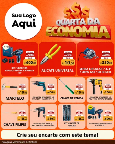 Modelo de Rede Social para Feed Instagram com o tema Quarta da Economia para Maquinas e Ferramentas