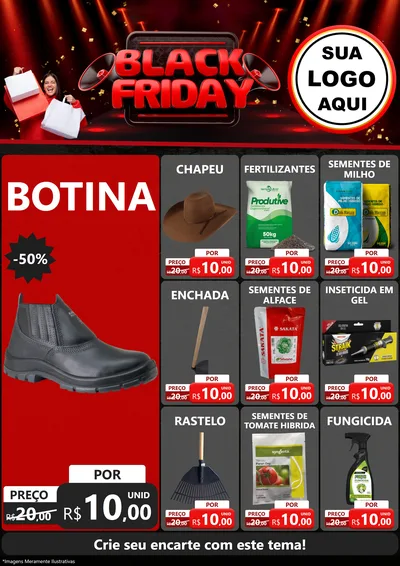 Modelo de Encarte para Encarte A4 Vertical com o tema Black Friday para Agropecuária