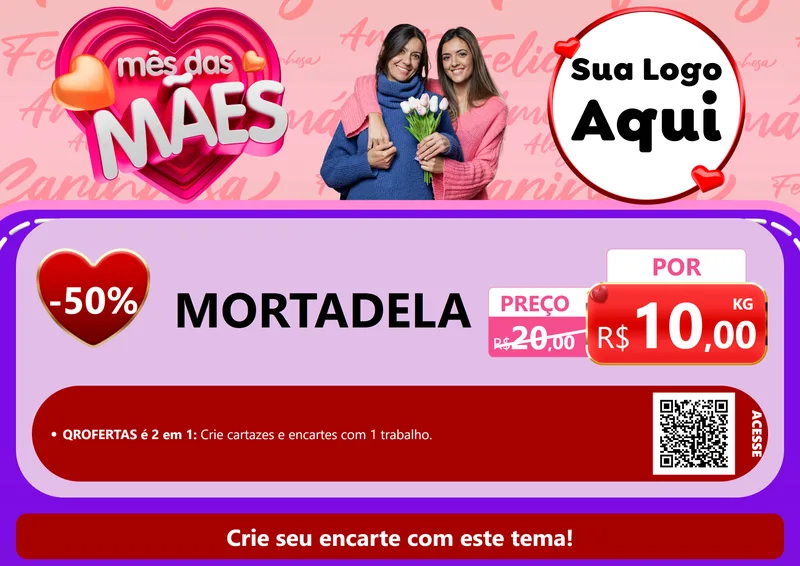 Modelo de Cartaz para Cartaz A4 Horizontal com o tema Mês Das Mães para Frios e Laticínios