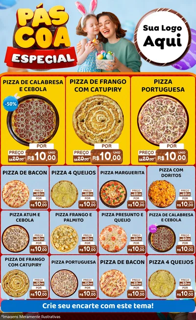 Modelo de Encarte para Encarte Grande com o tema Páscoa Especial para Pizzaria