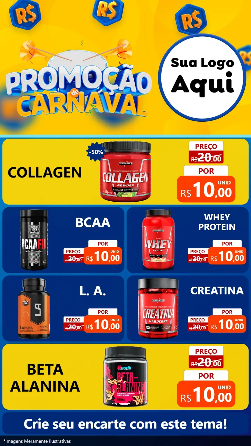Modelo de TV para TV Vertical com o tema Promoção de Carnaval para Suplementos alimentares