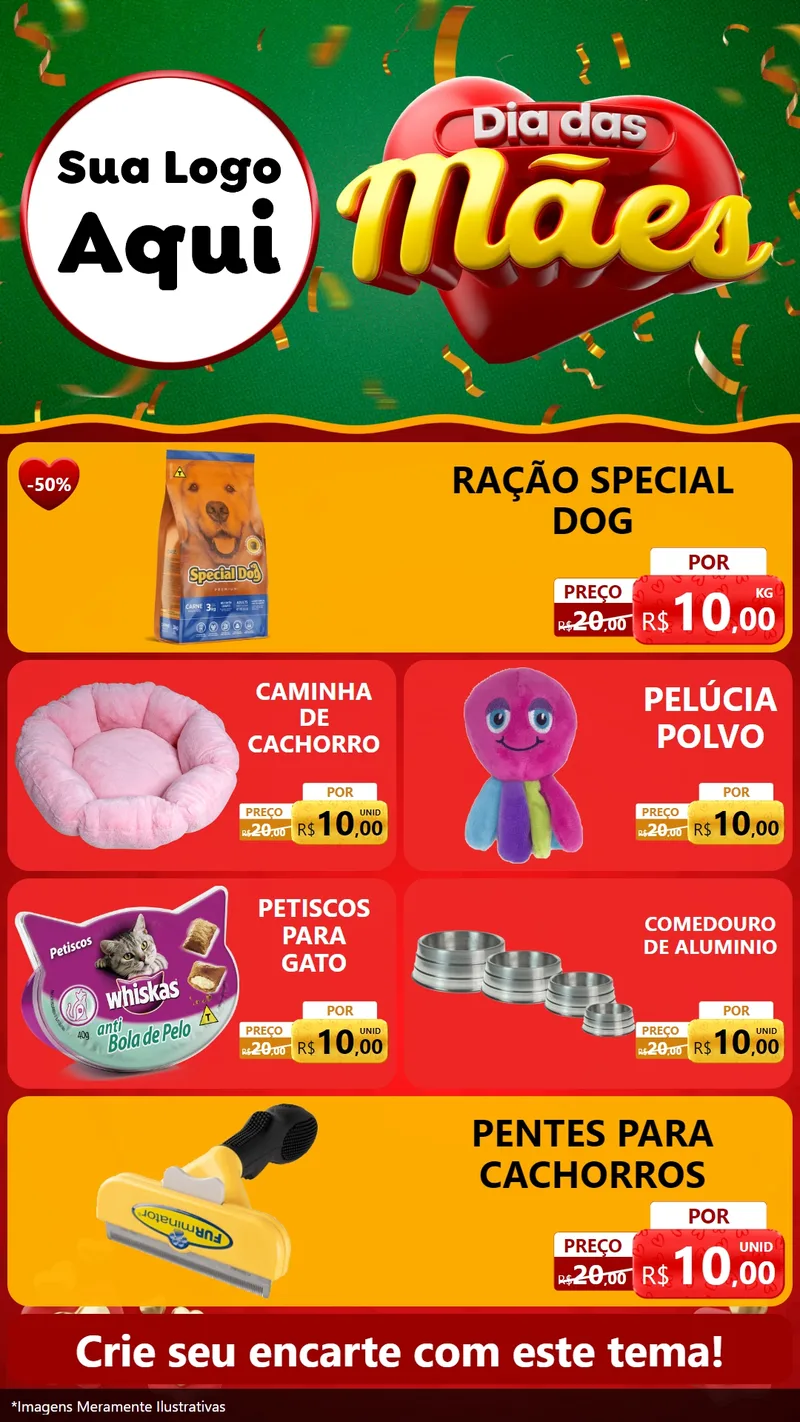 Modelo de TV para TV Vertical com o tema Dia das Mães para Pet Shop