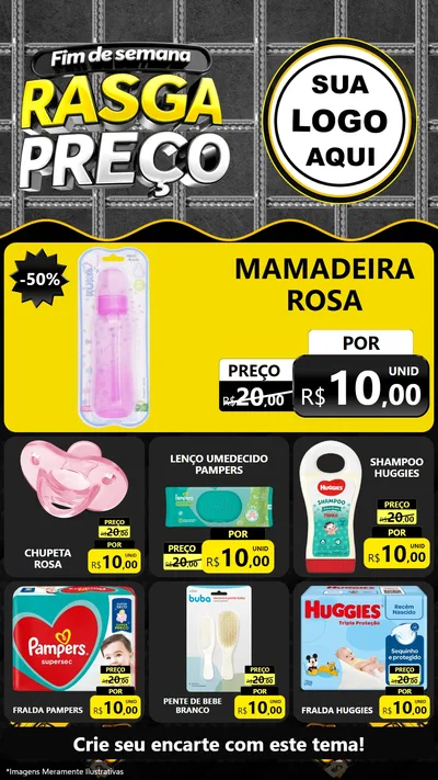 Modelo de Rede Social para Stories com o tema Fim de Semana Rasga Preço para Bebês