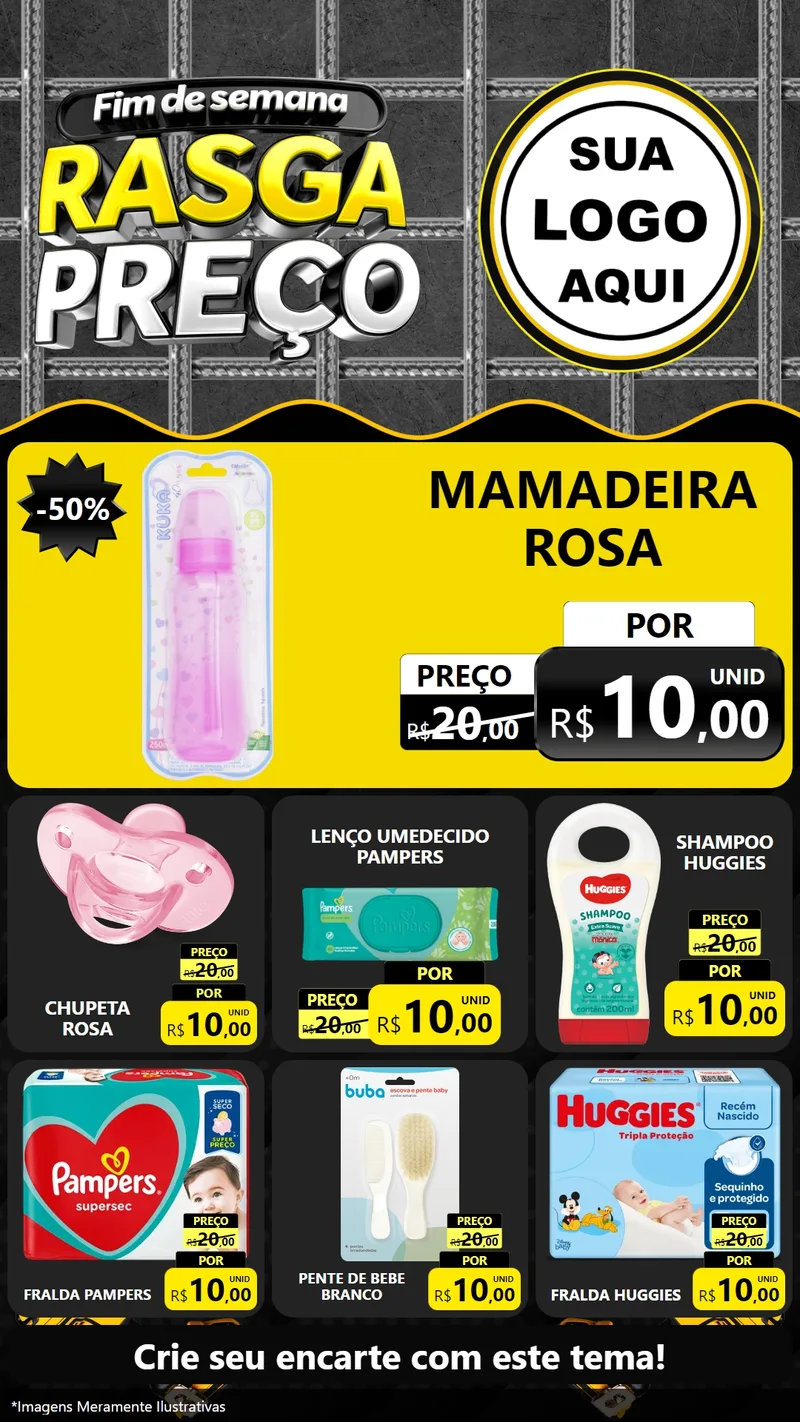 Modelo de Rede Social para Stories com o tema Fim de Semana Rasga Preço para Bebês