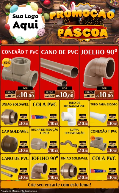 Modelo de Encarte para Encarte Grande com o tema Promoção Páscoa para Tubos e conexões