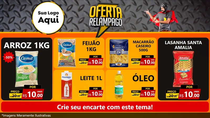 Modelo de TV para TV Horizontal com o tema Oferta Relâmpago para Supermercado