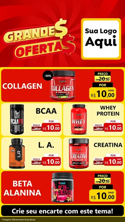 Modelo de TV para TV Vertical com o tema Grandes Ofertas para Suplementos alimentares